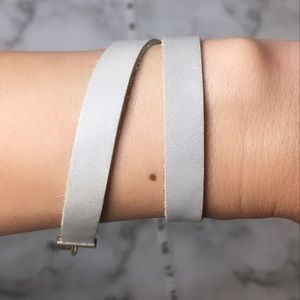 Handmade Gray Genuine Leather 90s Choker Necklace